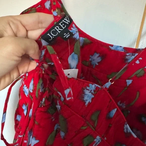 NWT J Crew Tiered Floral Red Brushed Daisy Print Maxi Dress Medium - Picture 6 of 6